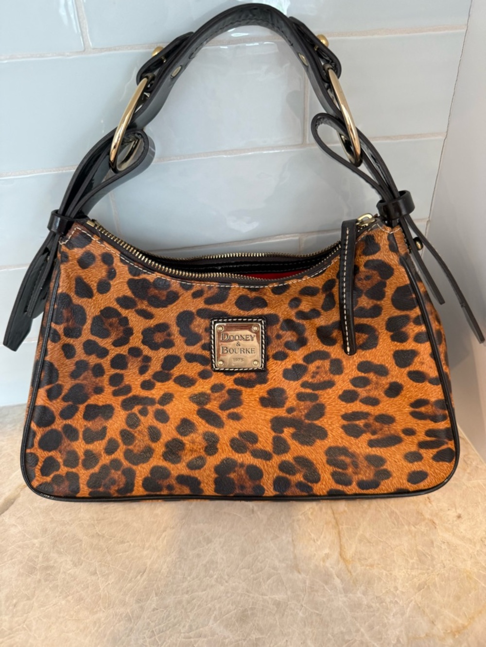 Dooney & Bourke Leopard Shoulder Bag in Brown and Black